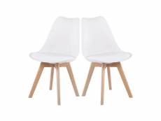 Lot de 2 chaises de salle à manger design contemporain scandinave-blanc