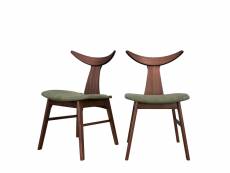Lot de 2 chaises - henrico - vert foncé - en bois