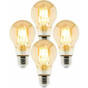 Lot de 4 Ampoules Déco filament LED ambrée Standard