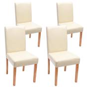 Lot de 4 chaises de séjour Littau cuir reconstitué, crème, pieds clairs - beige