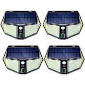 Lot de 4 lampes solaires dextérieur à 410 led avec détecteur de mouvement et batterie au lithium 3000 mAh étanches
