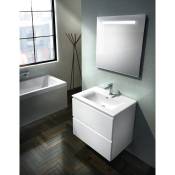 Meuble de salle de bain blanc à miroir rétro-éclairant - Largeur 70 cm - Europa - GB Group
