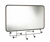 Miroir rectangulaire avec portants en métal noir 62,5x82cm