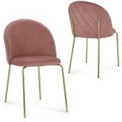 Mobilier Deco - karinne - Lot de 2 chaises en velours rose - Rose