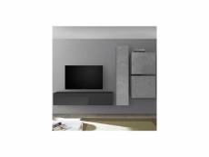 Mur tv design gris laqué et gris béton punta