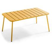 Oviala - Table basse de jardin acier jaune 90 x 50