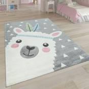 Paco Home - Tapis Enfant Chambre Enfant Aspect 3D Adorable Alpaga Design Tons Pastel En Gris 80x150 cm