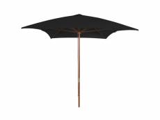 Parasol d'extérieur avec mât en bois noir 200x300 cm