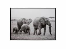Paris prix - cadre déco "famille éléphant" 104x144cm noir