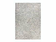 Paris prix - tapis patchwork en cuir "rocket" gris & argent 80 x 150 cm