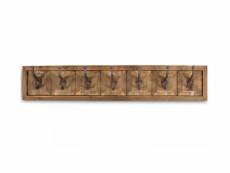 Patère portemanteau bois 7 accroches marron 90x8.5x17cm - décoration d'autrefois
