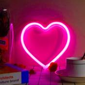 Pink Heart Neon Sign, led Neon Light Battery Operated or usb Powered Decorations Lamp, Table and Wall Decoration Light for Girl's Room Dorm Wedding