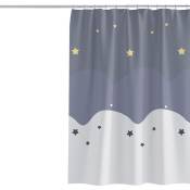 Rideau de douche étoile, étoiles et nouvelle lune rideau de salle de bain nuit ciel étoilé rideaux de douche, 72 72 pouces