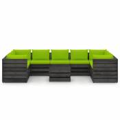 Salon détente en palette avec coussins colorés - Vert/Noir - 69 x 70 x 66 cm