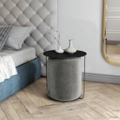 Selsey Bout de canapé - GAZURE - gris - en métal - avec pouf - moderne