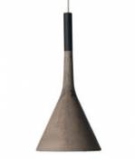 Suspension Aplomb / Ciment - Ø 17 cm x H 36 cm / Câble 10 mètres - Foscarini gris en pierre