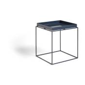 Table basse carrée en métal bleu profond 40 x 40