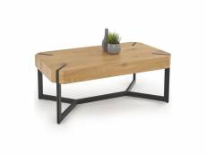 Table basse design plateau style chêne et pieds en acier noir brest 239
