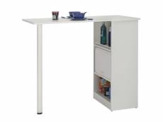 Table de cuisine et meuble de rangement blancs - coloris: blanc LUCKY131BLB