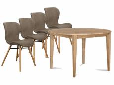 Table ronde extensible pieds fuseau d105 + 4 chaises