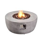 Teamson Home - Braséro de jardin à gaz chauffage extérieur oxyde de magnésium housse de protection pierres de lave gris HF36501AA-EU - Gris