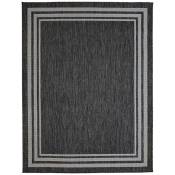 Thedecofactory - terrain cadre - Tapis intérieur-extérieur aspect jute motif cadre noir 133x170 - Noir