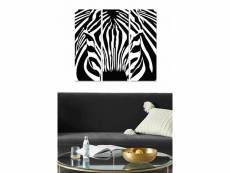 Triptyque fabulosus l70xh50cm motif regard de zèbre bois noir et blanc