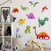 Un lot de Stickers Muraux dinosaures de dessin animé Autocollant Décoratif, Décoration murale pour Chambre Salle de Bain salon bureau