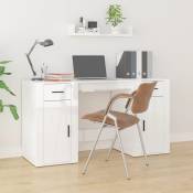 Vidaxl - Bureau avec armoire blanc brillant bois d'ingénierie