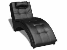 Vidaxl chaise longue avec oreiller cuir synthétique noir 242216