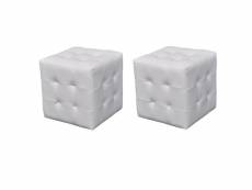 Vidaxl pouf cube capitonné blanc (lot de 2) 60739