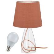 Wofi - Lampe de table design led 3 watts abat-jour en tissu transparent interrupteur d'éclairage marron