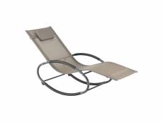 Bain de soleil à bascule fauteuil de jardin à repose-tête amovible transat design à sèchage rapide capcité de charge 120 kg acier textile 153 x 63 x 8