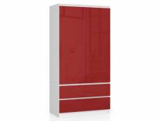 Blanca - armoire 2 portes style moderne chambre à coucher - 90x180x51 - 2 tiroirs - rouge