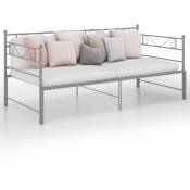 Cadre de canapé-lit extensible gris métal 90x200 cm