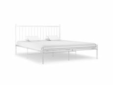 Cadre de lit blanc métal 200x200 cm