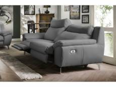 Canapé taille 3 places avec 2 relax en 100% tout cuir épais de luxe italien avec 2 relax électriques, perini, gris