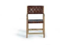 Chaise en bois d'acacia et cuir marron