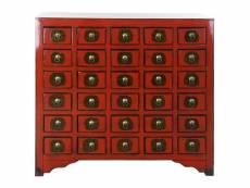 Commode en bois rouge avec 30 tiroirs - largeur 105 x hauteur 98 x profondeur 44 cm