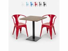 Ensemble 2 chaises style tolix et table horeca 70x70cm