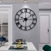 Grande Horloge Murale Ronde en métal de Style Vintage Silencieux sans tic-tac à Piles 40 cm horloges à Chiffres Romains Noirs pour Salon Chambre