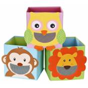 Helloshop26 - Lot de 3 boîtes de rangement organisateurs jouets cubes pliables pour salon chambre enfant salle de jeux 27 x 27 x 27 cm motifs animaux