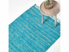 Homescapes tapis cuir doré & turquoise - 120 x 180