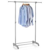 Idimex - Portant à vêtements sala en métal chromé et gris, penderie simple sur roulettes avec 1 barre extensible hauteur réglable - Gris