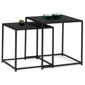 Idmarket - Lot de 2 tables basses gigognes davis 40/45 en métal noir mat design industriel - Noir