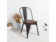 Kosmi chaise noire et bois style industriel factory