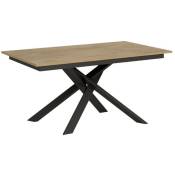 Les Tendances - Table extensible design 160 à 220 cm chêne clair et pieds entrelacés métal anthracite Gary