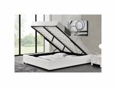 Lit kennington - structure de lit blanc avec coffre de rangement intégré -140x190 cm