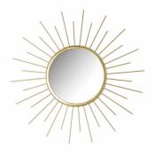 Lolahome - Miroir soleil en métal doré 45x45 cm