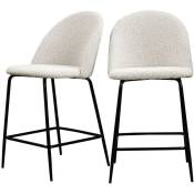 Lot 2 fauteuils de bar 65cm en tissu bouclette et pieds noirs - Vitikko - Couleur - Ecru - Drawer